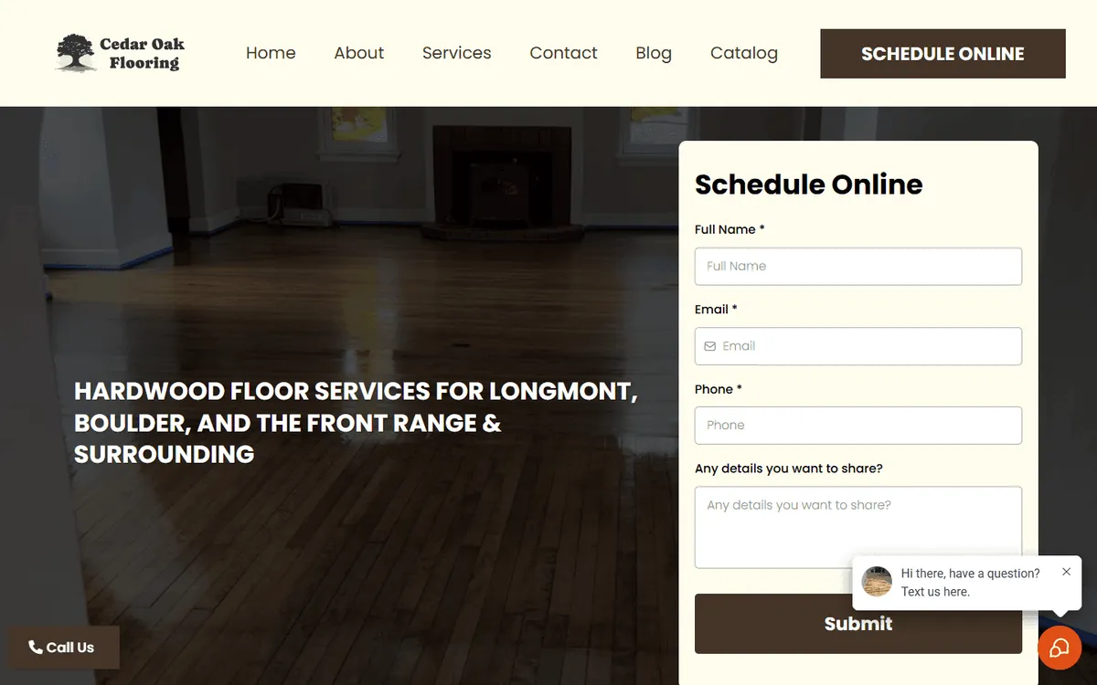 Homepage of a website we built for a floor refinishing company