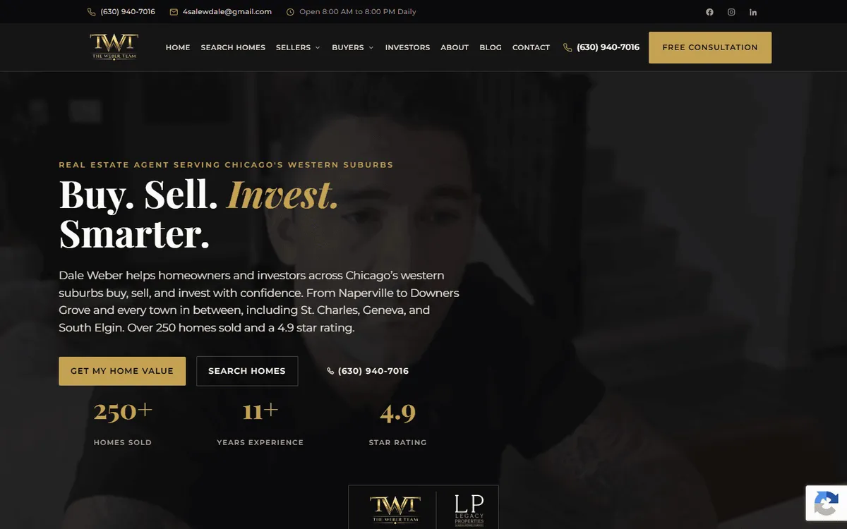 Homepage of a website we built for a real estate agent