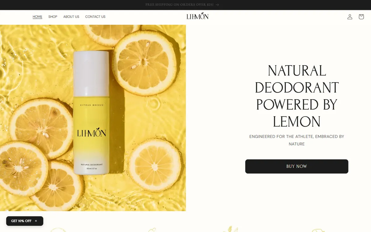 Homepage of a website we built for a natural skincare brand
